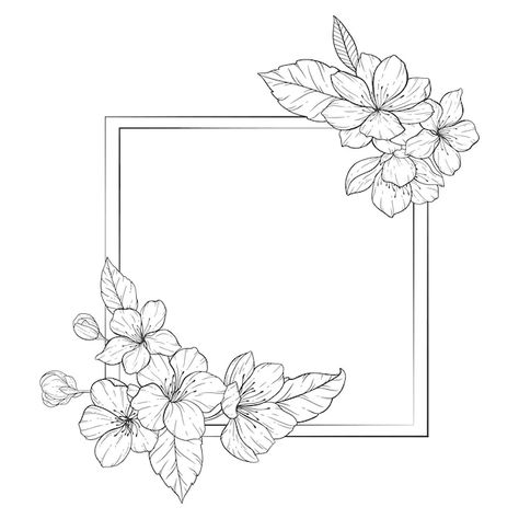 Floral frame outline line art sakura fra... | Premium Vector #Freepik #vector #line-art #outline Art Outline, Wedding Poster, Outline Designs, Border Designs, Wedding Posters, Paper Flower Wall, Floral Frame, Signage Design, Dreamy Art