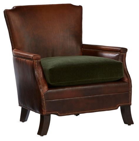 Massoud - Gerry Club Chair, Cocoa Leather | One Kings Lane Green Leather Chair, Chic Office Chair, Tan Leather Chair, Stylish Accent Chairs, Brown Leather Chairs, Interior Colors, Leather Club Chairs, Luxury Home Furniture, Perfect Chair