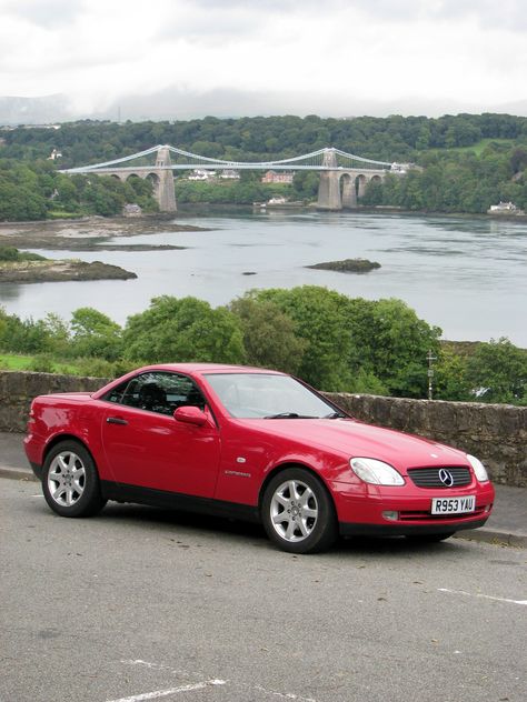 Mercedes-Benz SLK 230 Kompressor near the Menai Suspension Bridge, Anglesey, North Wales Mercedes Kompressor, Mercedes Benz Slk 350, Mercedes Slk 230, Mercedes Slk, Mercedes Benz Slk, Mercedes Models, Motor Sport, Suspension Bridge, North Wales