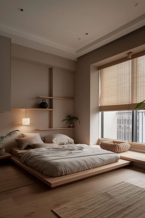 Bed Next To Window Small Room, Bed Beside Window Small Room, Small Bedroom Bed Ideas, Wooden Floor Bedroom Ideas, Extra Small Bedroom Ideas, Simple House Interior, Cozy Small Bedroom Decor Ideas, Small Bedroom Ideas Cozy, Japandi Small Bedroom