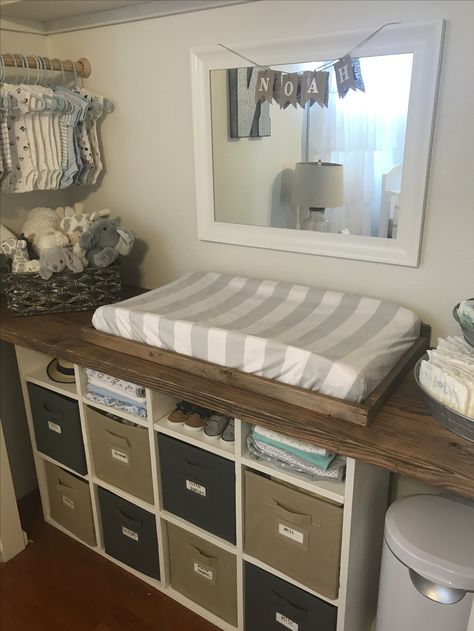 Diy Crib And Changing Table, Baby Dresser Alternative, Changing Table In Closet, Burlap Garland Diy, Diy Built In Storage, Nursery Changing Tables, Nursery Changing Table Dresser, Nursery Organization Changing Table, Dresser Alternative