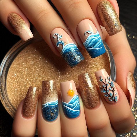 #nails   #waves   #summer    #summer-nails  #beauty Scuba Nails, Nails Waves, Wavy Nails, Manicure Nail Designs, Bright Summer Nails, Trendy Nail Art Designs, Best Nail Art Designs, Trendy Nail, Fancy Nails