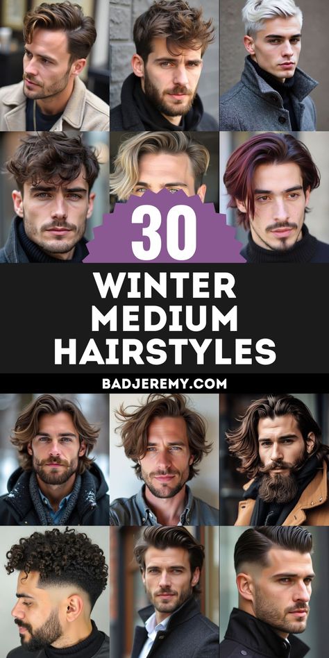 18 Best Medium Winter Hairstyles for Men in 2024-2025 Medium Hairstyles For Men, Hairstyles Work, Winter Hairstyle, Mens Medium Length Hairstyles, Messy Waves, Mens Hairstyles Medium, Wavy Hair Men, Medium Length Hair Men, Mens Haircuts Fade