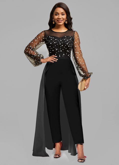 Cocktail Jumpsuit, Elegant Rompers, Party Jumpsuit, Formal Jumpsuit, Jumpsuit Party, Print Chiffon, Eye Black, Black Jumpsuit, Mother Of The Bride Dresses