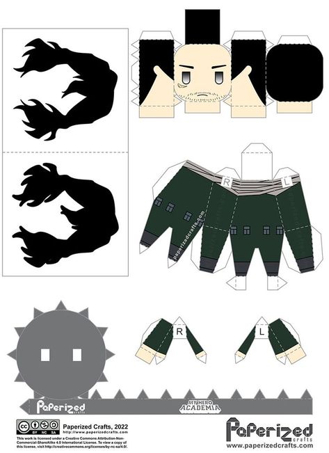 Papercraft Templates Printables, Paperized Crafts, Anime Diy, Shota Aizawa, Paper Doll Printable Templates, Anime Paper, Cute Website, Paper Toys Template, Creation Art