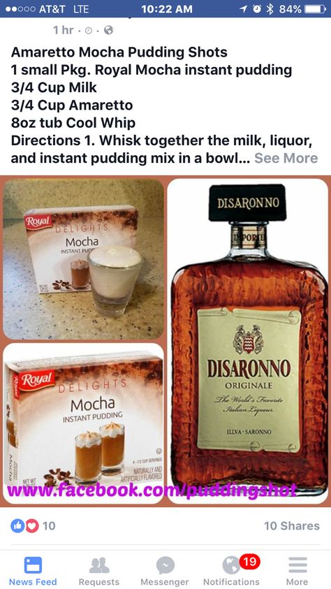 Amaretto Mocha Pudding Shots Disaronno Pudding Shots, Amaretto Pudding Shots, Alcoholic Slush Recipes, Hello Shots, Alcoholic Slush, Mocha Pudding, Jello Pudding Shots, Slush Recipes, Hot Toddies Recipe