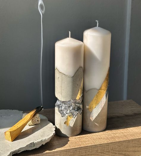 Candle Scents Recipes, Concrete Candle, Concrete Crafts, Decor Luxury, Candles Crafts, Unique Candles, Concrete Decor, Concrete Diy, Luxury Candles