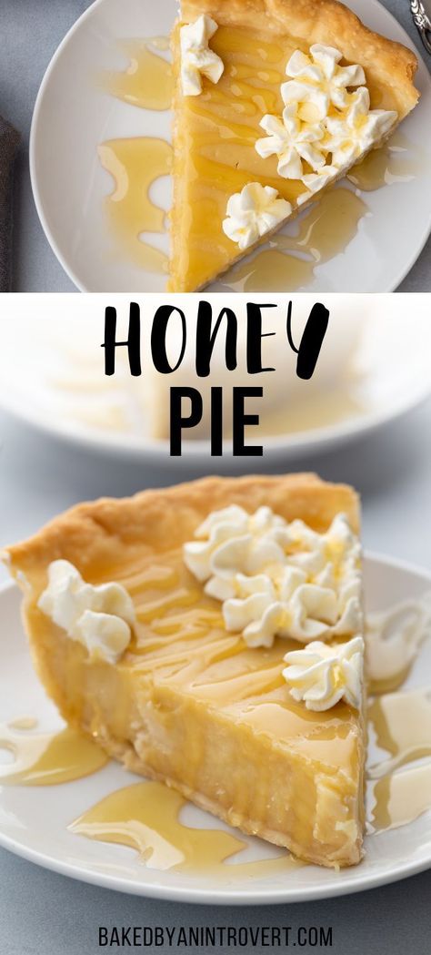 Honey Pastry Recipes, Honey Treats Desserts, Baking Recipes With Honey, Honey Dessert Recipes Healthy, Pie Fillings Sweet, Dessert Recipes Made With Honey, Honey Custard Pie, Pie Tart Recipe, Honey Custard Recipe