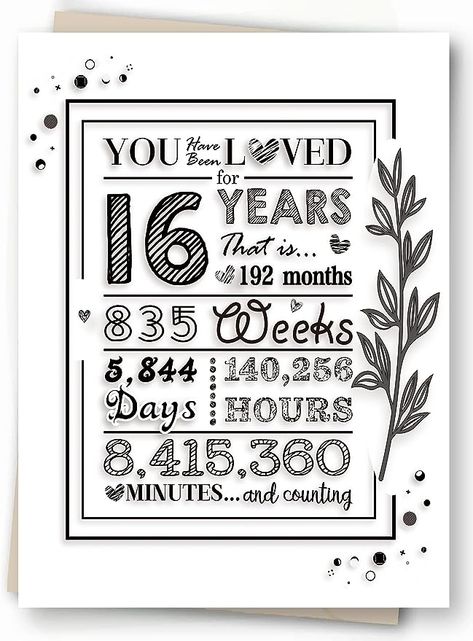 16 Birthday Gifts, Sweet 16 Birthday Card, 16 Birthday Card, Men Anniversary Gifts, 16th Birthday Gifts For Girls, 18th Birthday Gifts For Girls, Sweet 16 Birthday Gifts, 16th Birthday Decorations, 16th Birthday Card