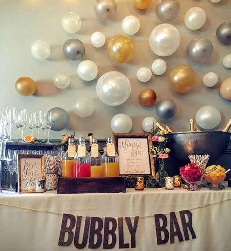 champagne bar, bubbly bar party ideas Champagne Bar Ideas, Wedding Shower Brunch Decorations, Brunch Table Decorations, Wedding Shower Brunch, Outdoor Bridal Showers, Brunch Decor, Bubbly Bar, Bridal Shower Planning, Brunch Table