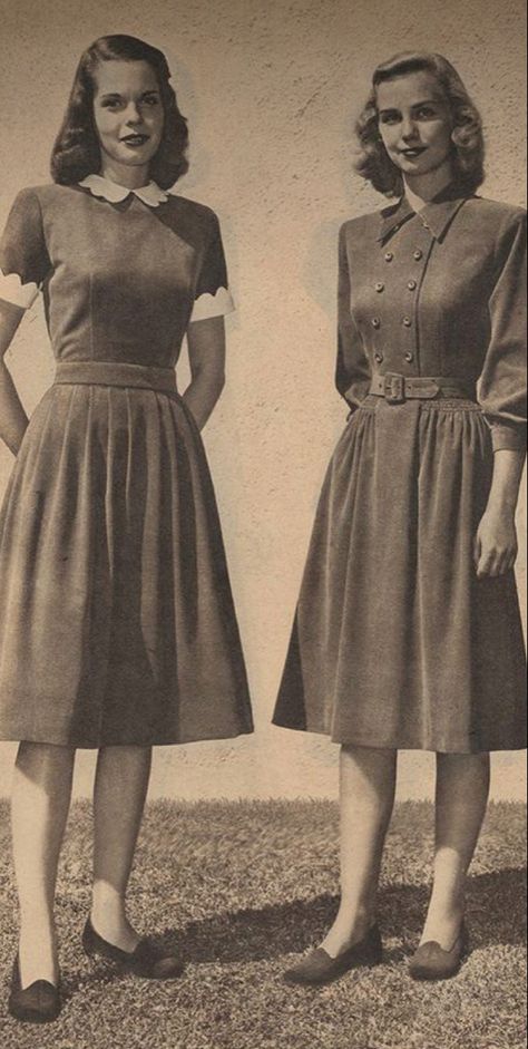 1949 Fashion Women, 1940 Inspired Outfits, 1940s European Fashion, 1940s Women’s Fashion, 1940s Working Women, 1930s Fashion Aesthetic, 1940s Casual Fashion Women, 40s Clothing, Ww1 Fashion Woman