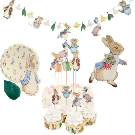 Peter Rabbit Balloons, Bunny Party Decor, Peter Rabbit Cake, Rabbit Plate, Baby Shower Garland, Peter Rabbit Birthday, Peter Rabbit Party, Bunny Plates, Peter Rabbit And Friends