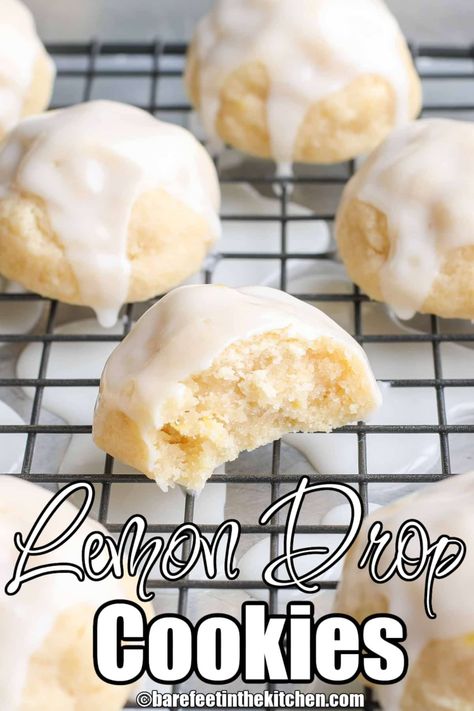 Glazed Lemon Drop Cookies Tart Glaze, Lemon Drop Cookies, Drop Cookie Recipes, Simple Desserts, Lime Cookies, Food Bars, Bake Recipes, Eat Cookies, Gluten Free Desserts Recipes