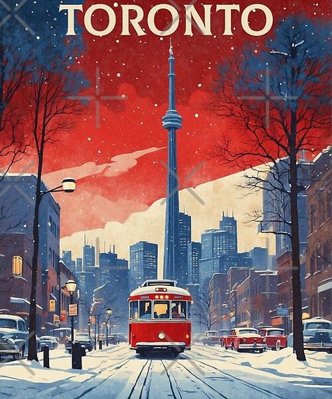 Add some fun and beauty to your home with this Canadian traveler design or give it as the perfect gift! Toronto Illustration, Guache Art, Toronto Poster, Poster Tourism, Canada Poster, Canada Logo, Canada Snow, Map Sketch, City Posters Design