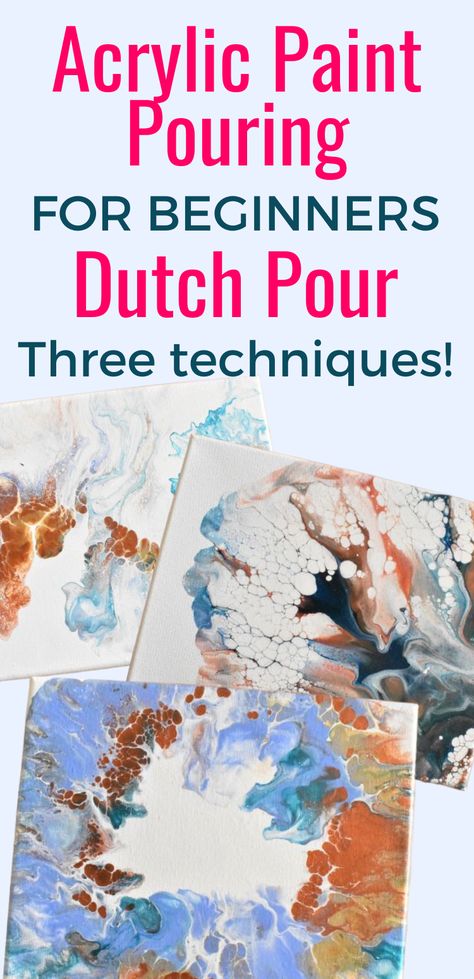 Make beautiful flowy masterpieces by mastering the Dutch pour with these three Dutch pour techniques in an easy acrylic paint pouring for beginners tutorial! Paint Pouring For Beginners, Acrylic Pour Painting Techniques, Acrylic Painting Tutorials For Beginners, Dutch Pour Painting, Painting Techniques For Beginners, Painting Tutorials For Beginners, Pour Painting Techniques, Abstract Painting Diy, Acrylic Painting Diy