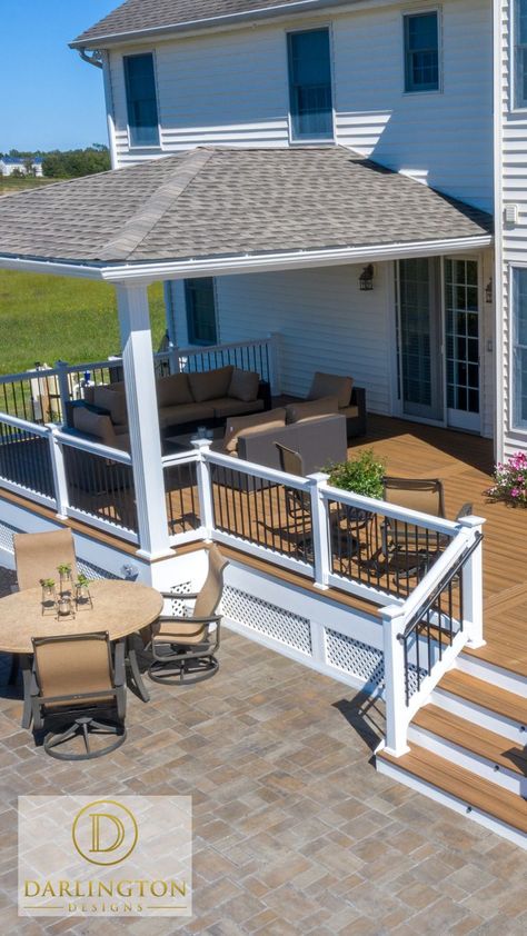 Outdoor Living, Deck, Covered Deck, Paver Patio Hardscape Patio, Patio Trellis, Deck Renovation, Outdoor Living Deck, Covered Patio Design, Screened Porch Designs, Concrete Patio Designs, Diy Backyard Patio, Porch Remodel