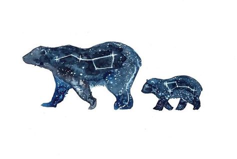 Galaxy Animals, Watercolor Galaxy, Bear Tattoo, Bear Art, Watercolor Animals, Art Techniques, Animal Paintings, Diy Art, Pet Birds