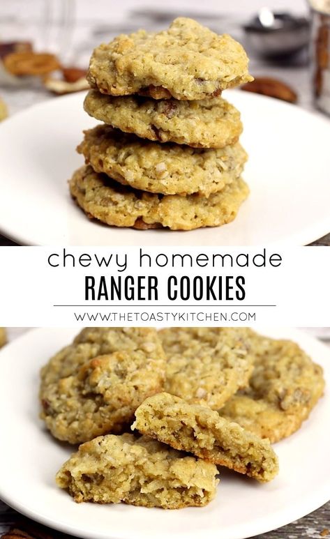 Best Ranger Cookie Recipe, Ranger Cookies Recipe, Ranger Cookies, Rice Krispies Cereal, Cowboy Cookie Recipe, Chewy Oatmeal Cookies, Dessert Homemade, Cookie Recipes Chewy, Basic Cookies