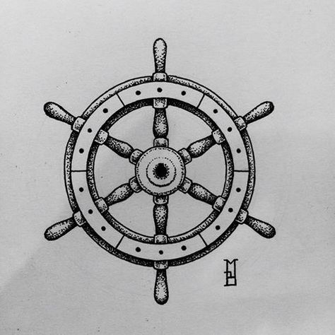 Sailor Wheel Tattoo, Captains Wheel Tattoo, Traditional Ship Wheel Tattoo, Rudder Tattoo, Geometric Dotwork Tattoo, Vintage Nautical Tattoo, Helm Tattoo, Ship Wheel Tattoo, Ankle Band Tattoo