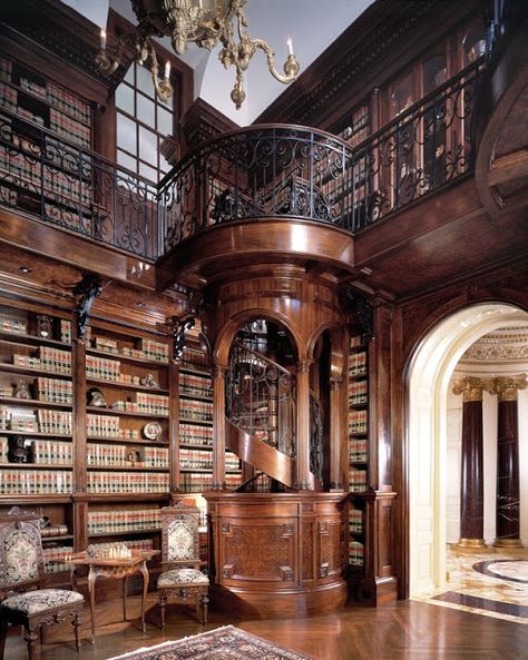 bluepueblo:  Library Spiral Staircase, Atlanta, Georgia photo via theworld Reading Room Design, Regency House, Private Library, Dream Library, Beautiful Library, Library Room, Ikea Bedroom, Library Aesthetic, Home Library Design