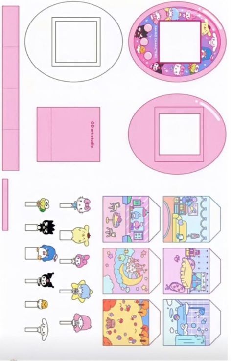 Sanrio Tamagotchi, Hello Kitty Printables, Paper Dolls Diy, Hello Kitty Crafts, Paper Toys Template, Paper Doll House, Paper Doll Template, Easy Paper Crafts Diy, Paper Dolls Book