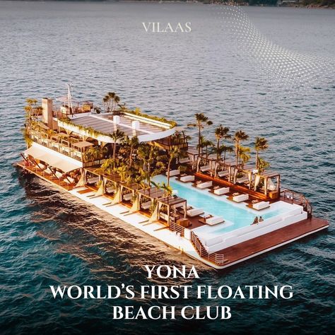 Get ready to redefine beachside bliss at YONA Beach Club – the world's first floating beach club in Phuket! 🌊☀️ Immerse yourself in luxury as you lounge atop tranquil waters, sip cocktails, and soak up the sun like never before. Welcome to a whole new level of seaside sophistication! #YONABeachClub #FloatingBeachClub #FirstOfItsKind #PhuketParadise #LuxuryBeachLife #FloatingLuxury #BeachClubVibes #SeasideSophistication #IslandEscapes #OceanViews #BeachClubExperience #LuxuryTravel #SunsetSip... Luxury Beach Club Aesthetic, Nice Beach Club, San Beach Club Dubai, Tao Beach Club Vegas, Beach Clubs Dubai, Floating Hotel, Float Your Boat, Tropical Getaways, Beach Bars