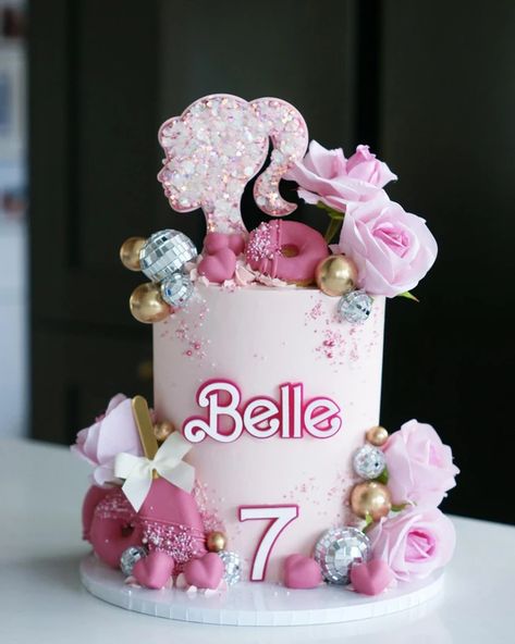 barbie-themed-birthday-cake | CELEBRATION CAKES Barbie Themed Birthday Cake, Barbie Theme Cake, Barbie Bday, Cake Celebration, Barbie Birthday Cake, 5th Birthday Cake, 2 Tier Cake, Barbie Theme, Barbie Cake