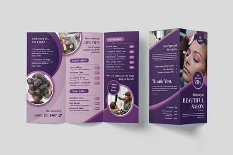 Beautiful Salon Trifold Brochure Jewellery Trifold Brochure Design, Beauty Salon Trifold Brochure, Beauty Parlour Brochure Design, Salon Brochure Design, Cosmetic Brochure, Beauty Brochures, Brochure Graphic, Beautiful Salon, Manual Design