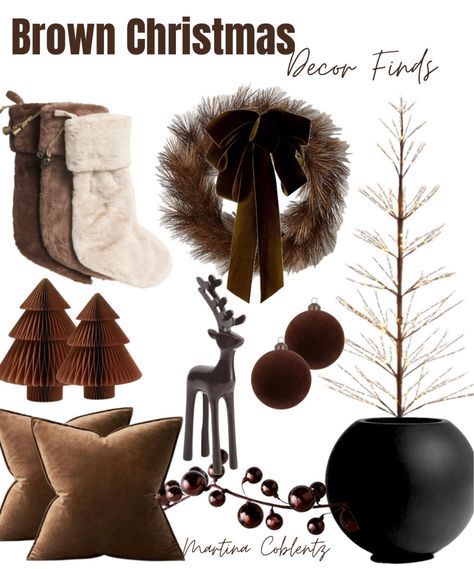 Dark Neutral Christmas Decor, Earth Tone Christmas Decor, Brown Christmas Aesthetic, Organic Modern Christmas Decor, Christmas Tree Themes 2023, Earth Tone Christmas, Brown Christmas Tree Decorations, Brown Christmas Decor, Black Christmas Tree Ideas