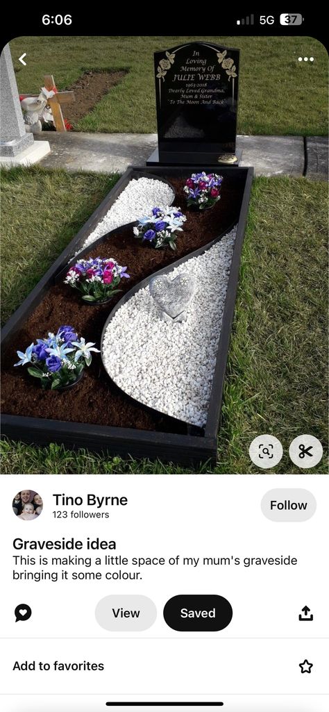 Grave Sites Ideas Decorating, Grave Landscaping Ideas, Cemetary Flower Ideas, Memorial Garden Ideas Landscape Design, Decorating Grave Sites Ideas Diy, Grave Ideas Cemetery Decoration, Grave Landscaping, Graveside Decorations Diy, Tomb Stone Design