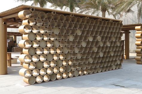 Shigeru Ban, cardboard pavilion, Abu Dhabi Art Design Souq, Abu Dhabi, cardboard tubes, Architecture, Recycled Materials, Daylighting, Green Materials, Disaster-proof design, Recycled Architecture, Temporary Architecture, Innovation Architecture, Bamboo Building, Bamboo Diy, Shigeru Ban, Bamboo House Design, Pavilion Architecture, Cardboard Design