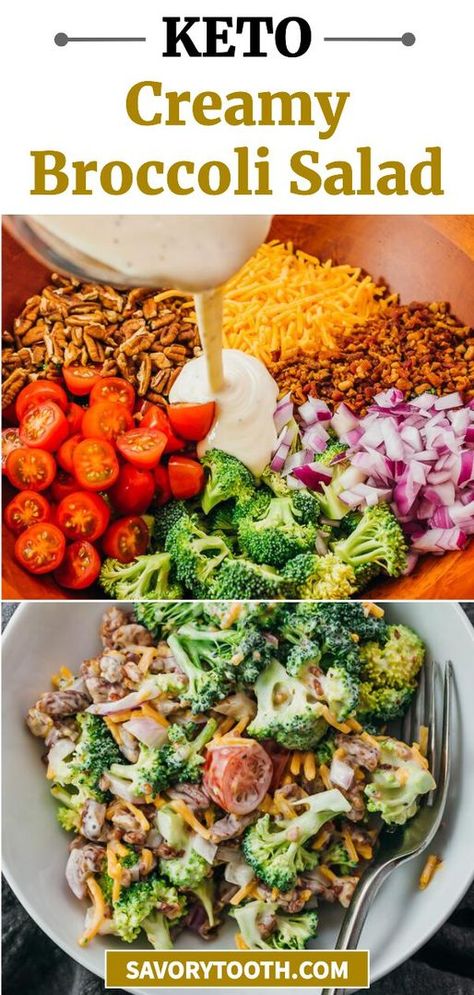 Broccoli Salad Dressing, Keto Broccoli Salad, Broccoli Salad With Bacon, Creamy Broccoli Salad, Keto Broccoli, Broccoli Salad Bacon, Raw Broccoli, Broccoli Salad Recipe, Cold Salad