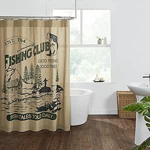 Pine Valley Quilts Fishing Club Cabin Rustic Lake House Shower Curtain 72x72 Retreat Decorations, Lodge Shower Curtain, Cabin Bathroom Decor, Rustic Shower Curtain, Country Shower Curtain, Fishing Cabin Decor, Rustic Shower Curtains, Lake House Bathroom, Riverside Cottage