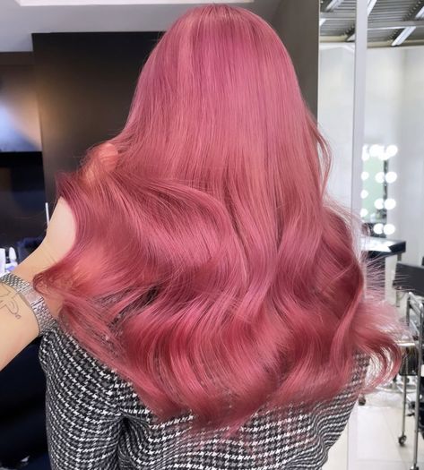 Cool Pink Hair Color, Pinkish Red Hair Color, Cherry Blossom Pink Hair, Light Red Pink Hair, Pastel Red Hair, Pink Hair Shades, Warm Pink Hair, Raspberry Pink Hair, Cherry Pink Hair