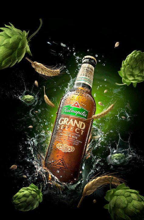 Beer "Kalnapilis" on Behance Beer Design Ideas, Beer Campaign, Drink Ads, Beer Advertisement, Beer Photography, Beer Advertising, Beer Ad, Splash Photography, Drink Photography