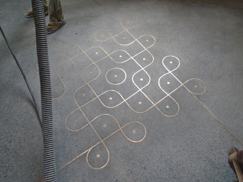 Great example of brass inlay. #concrete #brassinlay Brass Inserts In Flooring, Concrete And Tile Floor, Terrazo Flooring With Brass Inlay, Brass Inlay Flooring, Kota Stone Flooring, Backsplash Stone, Inlay Flooring, Stone Backsplash Kitchen, Stone Powder