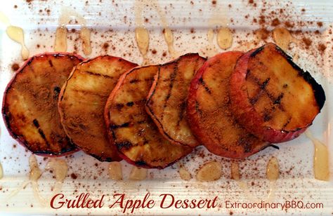 Grilled apples.  One of the easiest, tastiest things you can put on the grill.  The slices get drizzled with honey and cinnamon.  Eating it is like smiling.  While drooling. Grilled Apples, Grilled Fruit, Grilled Veggies, Apple Desserts, Grilled Vegetables, Apple Slices, Apple Recipes, Grilling Recipes, Just Desserts