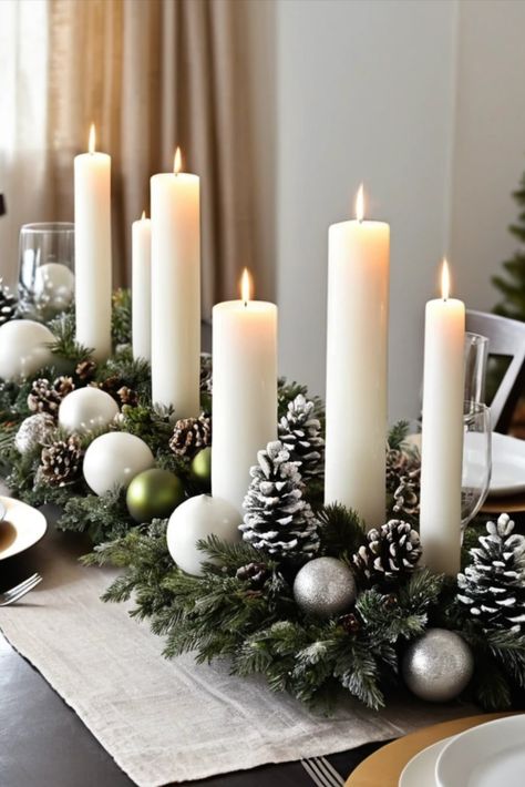 Elevate your holiday table with these contemporary centerpiece designs. Find inspiration for creating eye-catching focal points that blend festivity with modern style. Modern Christmas Table Centerpieces, Modern Christmas Table, Christmas Table Centrepiece, Classy Christmas Decor, Christmas Table Centerpieces, Classy Christmas, Chic Holiday, Table Centrepiece, Focal Points