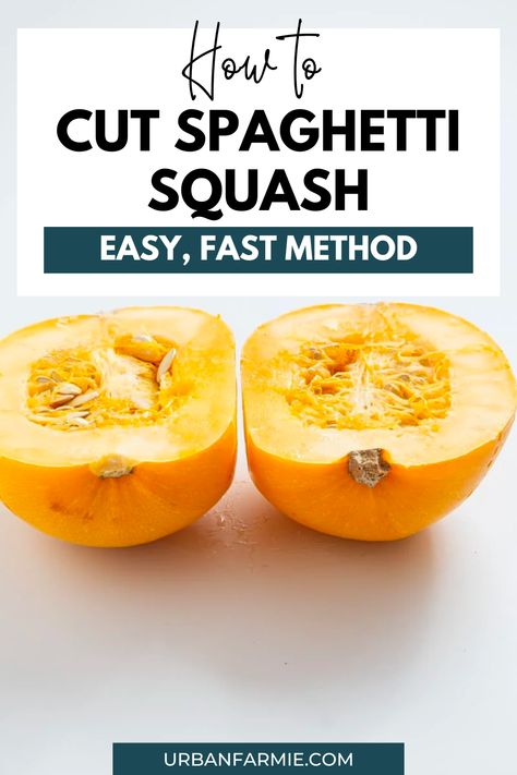 This foolproof method shows you how to cut spaghetti squash without any fancy knife tricks! Get ready for perfect, fluffy "noodles" every time, minus the squash shrapnel and workout. I also have bonus tips to keep your fingers safe, with or without a microwave, and some amazing recipes to use up the squash! Spaghetti Squash How To Cook, Easiest Way To Cook Spaghetti Squash, Spaghetti Squash Recipes Microwave, How To Fix Spaghetti Squash, How To Cook Spaghetti Squash In Microwave, How To Cook A Spaghetti Squash, How To Make Spaghetti Squash, How To Cook Spaghetti Squash, Microwave Spaghetti Squash