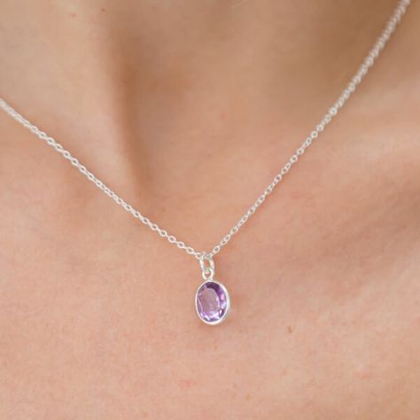 Amethyst and silver pendant necklace Purple Silver Necklace, Purple And Silver Necklace, Amethyst Necklace Aesthetic, Purple Prom Jewelry, Purple Necklaces, Amethyst Jewelry Necklace, Adriana Locke, Purple Pendant Necklace, Lavender Necklace