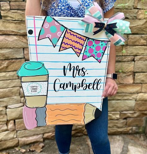 Personalized Teacher Door Hanger Classroom Door Decor - Etsy School Door Hanger, Back To School Door, Classroom Door Decor, Teacher Door Hanger, Classroom Door Signs, Teacher Door Hangers, Teacher Name Signs, Teacher Door, Teacher Doors