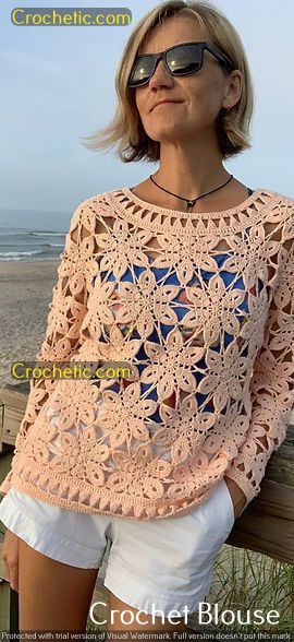 Crocheter-crocheted crochet pattern Outstanding Crochet, Crochet Blouse Free Pattern, Crochet Blouse Pattern, Crochet Lace Blouse, Gilet Crochet, Easy Crochet Stitches, Crochet Ladies Tops, Crochet Cardigan Pattern, Crochet Shirt