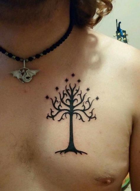 Killer location for a primo Tree of Gondor tattoo! Get a decal at https://myprecious.us/treeofgondordecal #mpfwshop #TolkienTattoos Lotr Cast Tattoo, Gondor Tattoo, Tree Of Gondor Tattoo, Tolkien Tattoo, Tree Of Gondor, Lotr Tattoo, Lotr Cast, Deathly Hallows Tattoo, Compass Tattoo