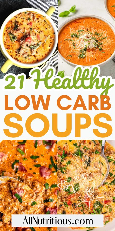 Try these satisfying low carb recipes for soup that are both hearty and nutritious. Perfect for easy meal prep, these healthy soup recipes make staying on track with your keto diet easy and delicious! 0 Carb Soup, Clean Keto Soup Recipes, Low Carb Enchilada Soup, Healthy Soup Recipes Clean Eating Low Carb, Keto Mexican Soup Recipes, Low Carb Easy Soup, Low Carb Soup Recipes Crock Pots, Low Carb Crock Pot Soup Recipes, Low Carb Chicken Soup Crock Pot