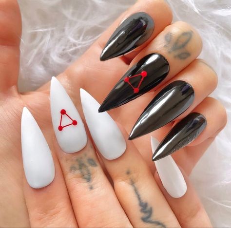 Jjk Themed Nails, Anime Acrylic Nail Designs, Megumi Nails, Nail Designs Anime, Anime Nails Simple, Hxh Nails, Anime Nails Acrylic, Anime Themed Nails, Nail Designs Acrylic