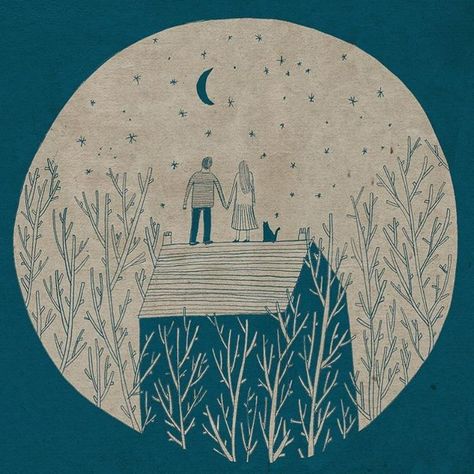 그림 그리기, Linocut, Full Moon, Printmaking, Art Inspo, A Man, Illustration Design, Roof, Art Photography