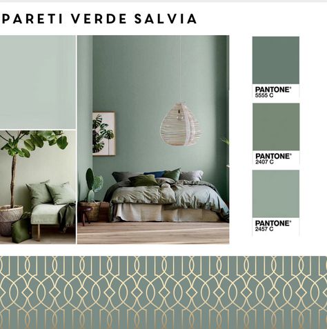 pareti verde salvia Camera Verde Salvia, Wall Mounted Fireplace, Living Room Partition, Living Room Partition Design, Room Partition Designs, Partition Design, Living Room Green, Dining Living Room, Green Rooms