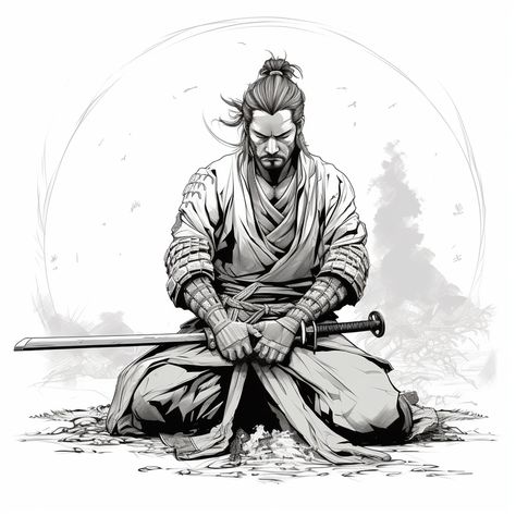 Most Popular Midjourney Style managed by ThetaCursed, License: CC BY-NC 4.0 Samurai Holding Head, Japanese Style Samurai Tattoo, Samurai Kneeling Tattoo, Samurai Warrior Drawing, Shaolin Tattoo, Ninja Sketch, Ninja Drawing, Trippy Tattoo Ideas, Hockey Drawing