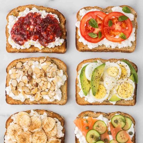 5-Minute High Protein Cottage Cheese Toast (Sweet & Savory) Cottage Cheese On Toast Recipes, Savory Cottage Cheese Toast, Cottage Cheese Toast Breakfast Ideas, Cottage Cheese On Toast, Cottage Cheese Toast, Protein Toast, Protein Cottage Cheese, Cottage Cheese Breakfast, Smoked Salmon Recipes