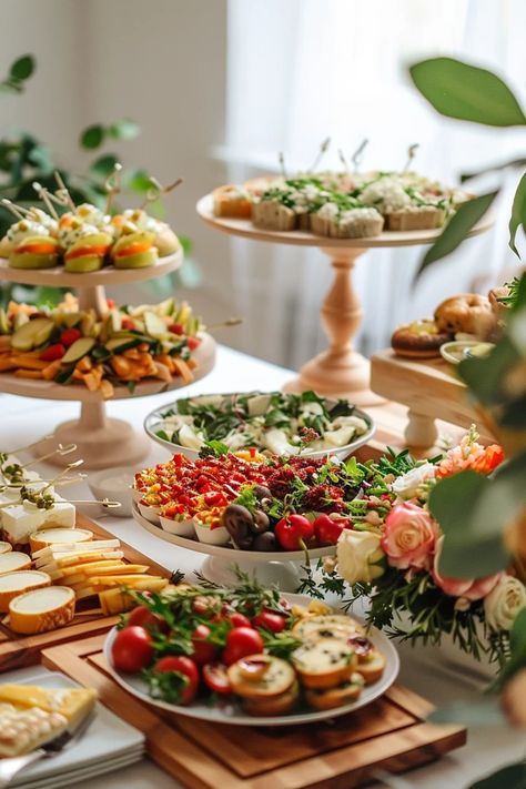 Creative Food Display Ideas to Wow Your Guests Appetizer Buffet Display, Appetizer Display Ideas Presentation, Kitchen Island Food Display Party, Party Food Display Ideas, Food Display Ideas, Appetizer Table Display, Appetizer Display, Appetizers Table, Catering Display